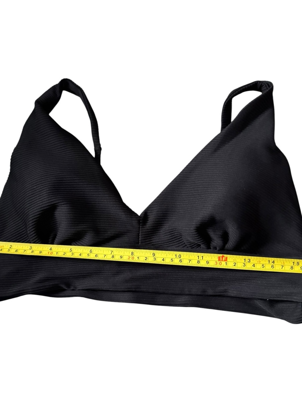 George NWT Black Ribbed Long Line Triangle Bikini Top XL Beach - Picture 3 of 5